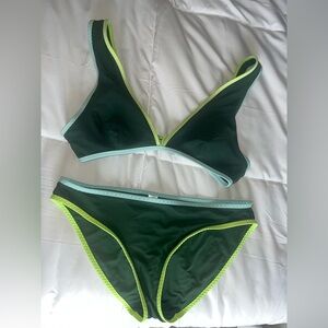 Aerie Green and Blue Bikini Set with Sporty Trim
